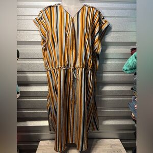 Speed Control High Low Striped Dress - Yellow, Blue, White